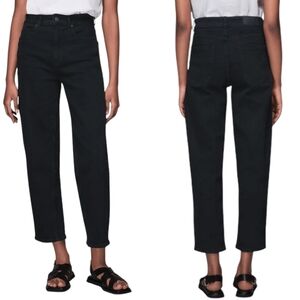 Whistles Stretch Barrel Leg High Waist Ankle Length Jean Black 34 Plus